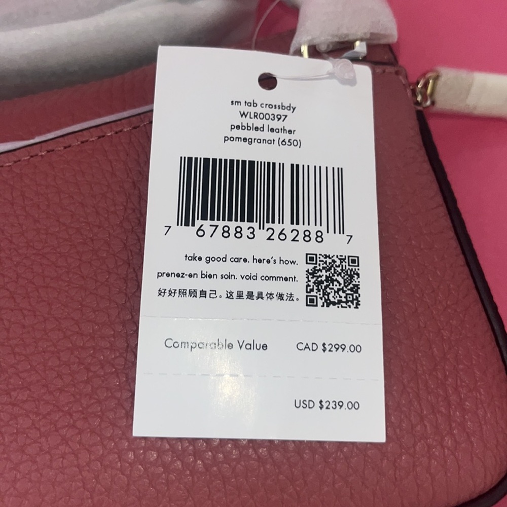 ♠️ kate spade ♠️ Leila Small Tab Leather Crossbody Bag, Pomegranate Pink - Picture 13 of 14